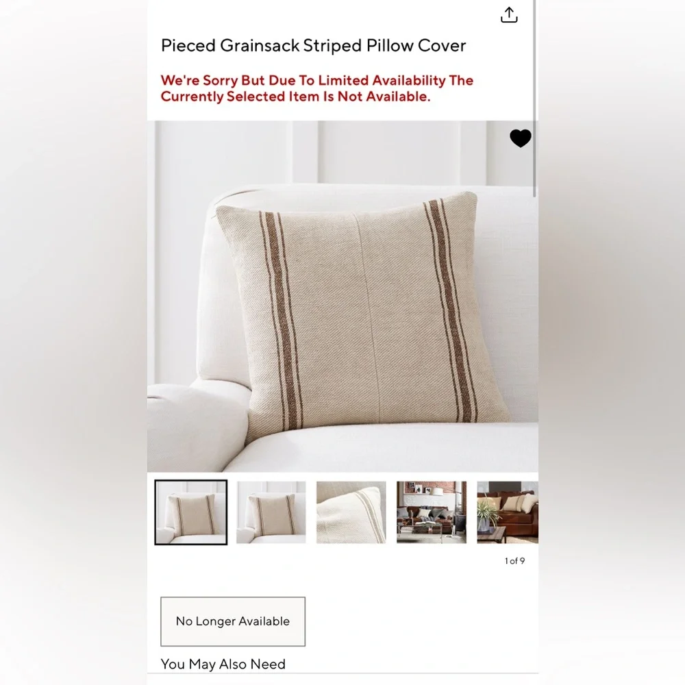 New Pottery Barn Linen Pieced Grainsack Stripe Pillow Cover, 18” - Picture 4 of 14